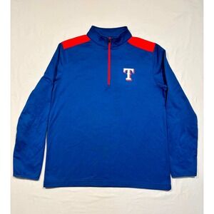 Texas Rangers MLB Genuine Merchandise Mens Blue‎ Red Quarter Zip Pullover Large